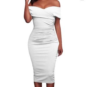 Off Shoulder tight White Dress